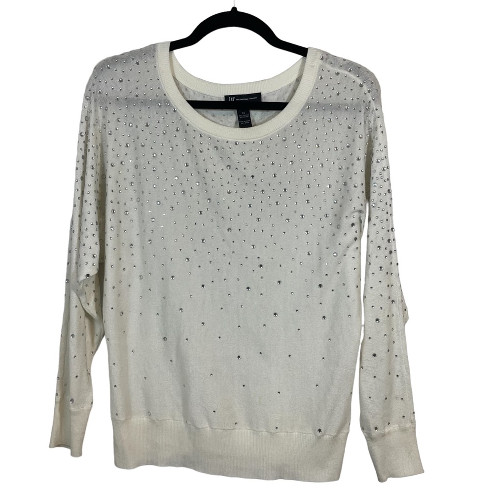 INC White Sweater With Rhinestones Size XS
